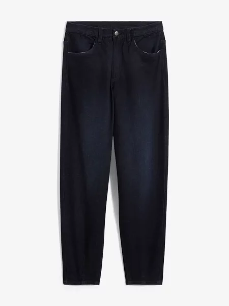 Dżinsy Barrel high waist z wygodnym paskiem niebieskie