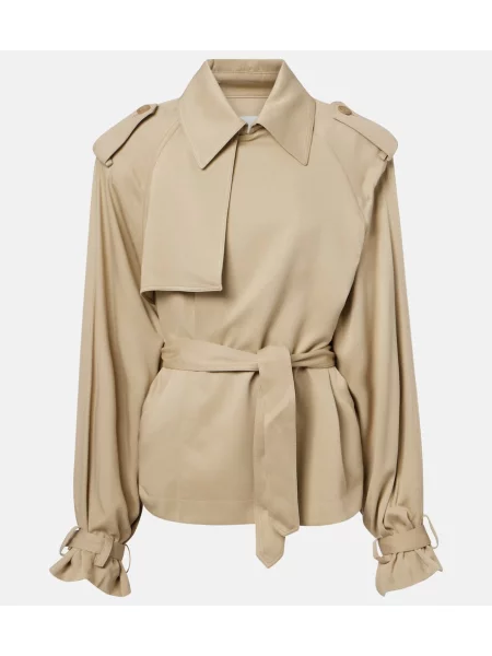 Trenci The Frankie Shop din țesătură twill bej