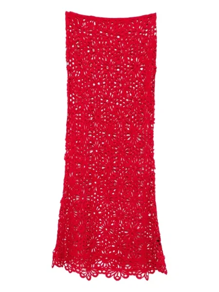 Spódnica Norma Kamali w kwiatki koronkowa czerwona