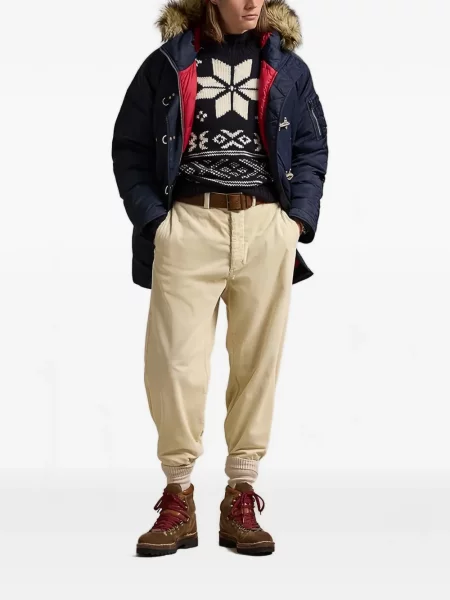 Tricou polo Polo Ralph Lauren cu autograf din piele cu glugă albastru