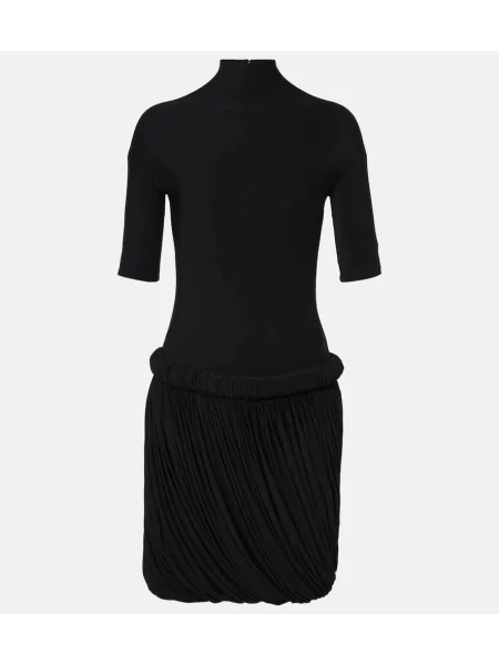 Jersey midi obleka Alaia z draperijo črna
