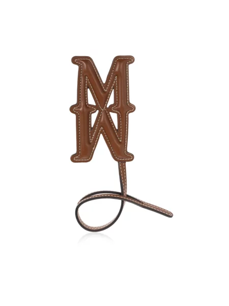 Zawieszka Max Mara skórzana z logo brązowa