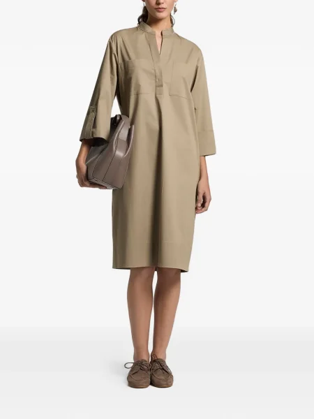 Sukienka midi Peserico z dekoltem w serek do kolan garniturowa zielona