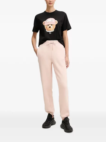 Pantaloni Guess alergare cu cordon roz