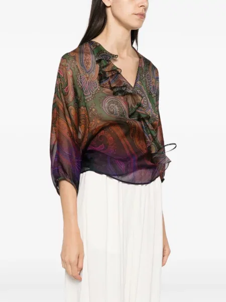 Bluză Etro cu imagine cu model paisley verde