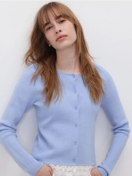 Reserved Кардиган з мереживом світло-блакитний блакитний