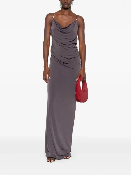 Rochie Coperni drapată de costum maro