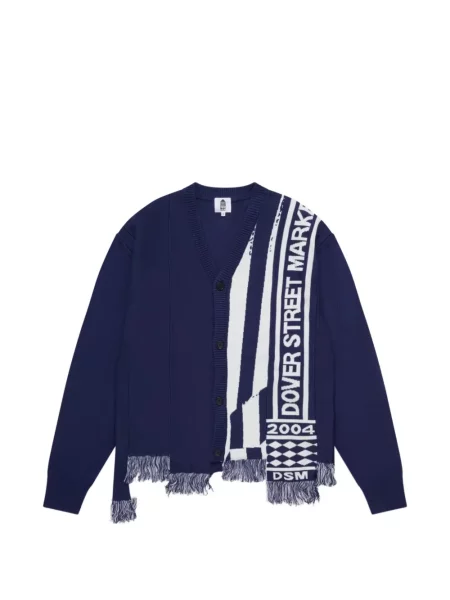 Cardigan Dover Street Market cu franjuri tricotate streetstyle albastru
