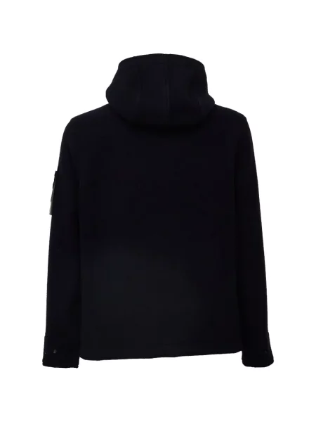 Geacă Stone Island cu glugă cu strasuri albastru