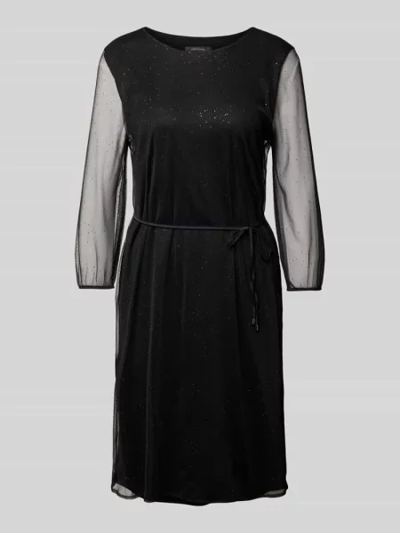 Sukienka o długości do kolan z obszyciem kamieniami stras Comma czarna