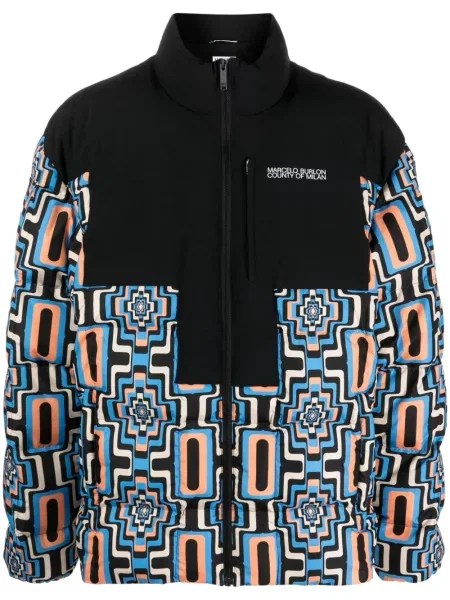 Geacă cu puf Marcelo Burlon County Of Milan cu imagine cu imprimeu geometric negru