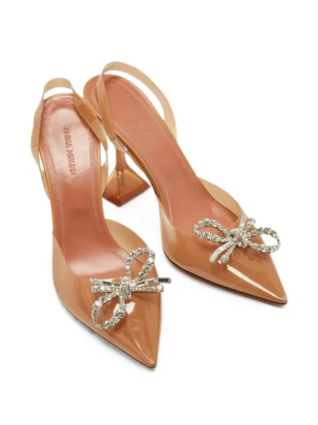 Pantofi cu toc Amina Muaddi cu funde slingback maro