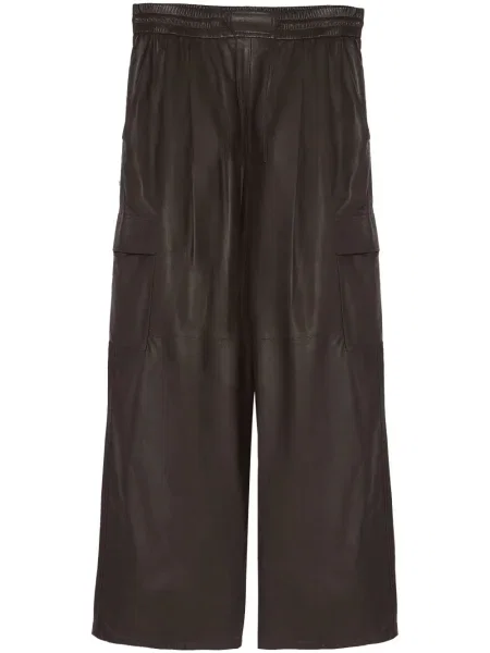 Pantaloni Yves Salomon din piele maro