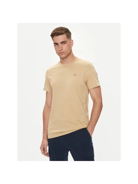 Tommy Jeans Marškinėliai Slim Fit smėlio