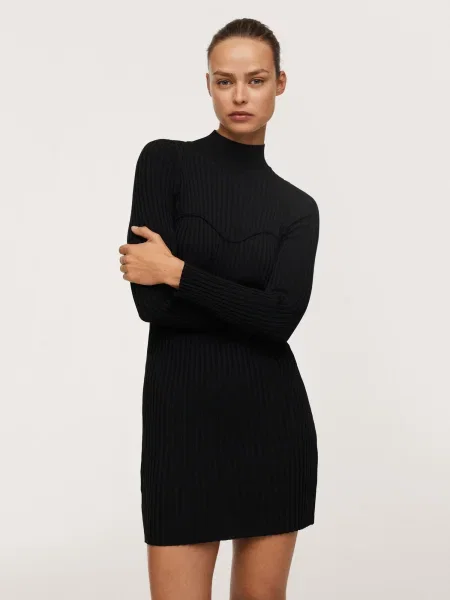MANGO Rochie tricotat Nura' negru