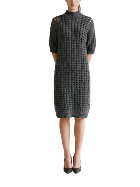 Rochie midi Brunello Cucinelli tricotate gri