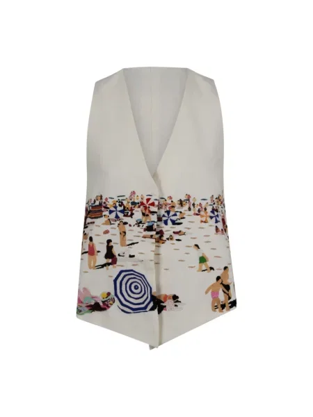 Lniana bluzka Mii z nadrukiem beżowa