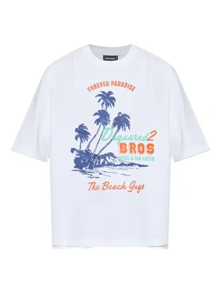 Tricou Dsquared2 cu imagine cu imprimeu tropical alb