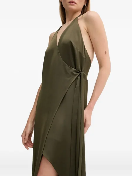 Rochie maxi Sandro Ferrone cu gât halter de costum verde