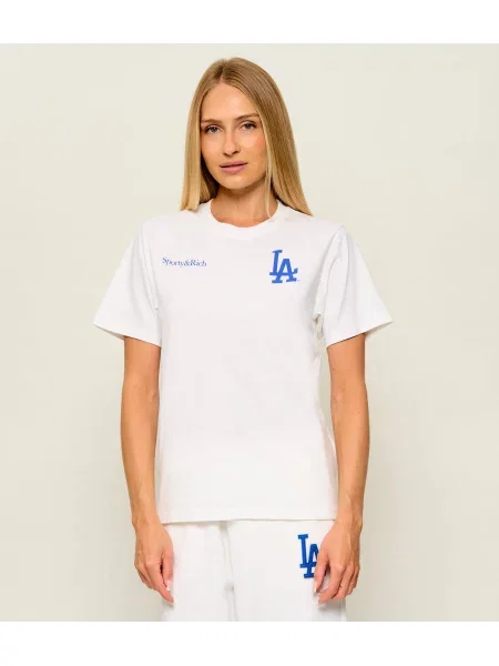 Sporty&Rich Tricou Dodgers Serif alb