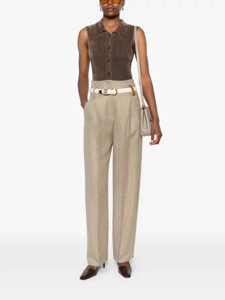 Pantaloni Forte_forte cu model herringbone plisate