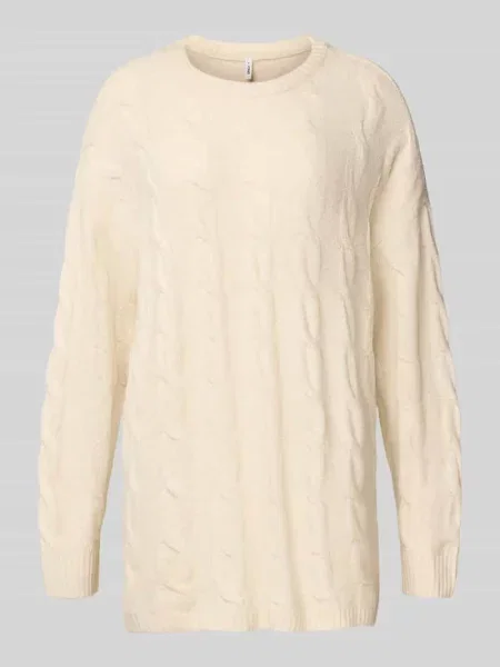 Sweter z dzianiny o kroju regular fit z fakturowanym wzorem model ‘JEANETTE’ Only biały