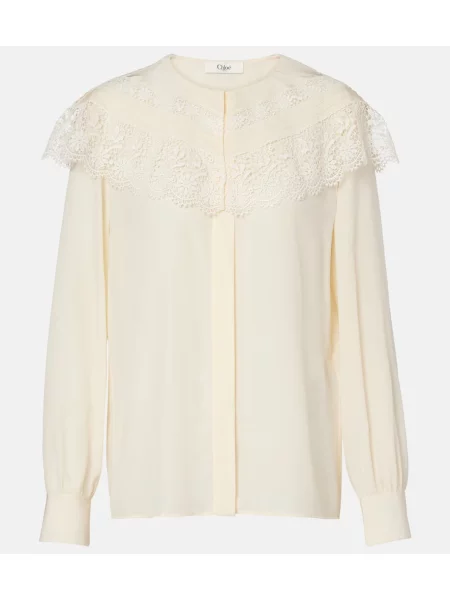 Bluză Chloé de mătase alb