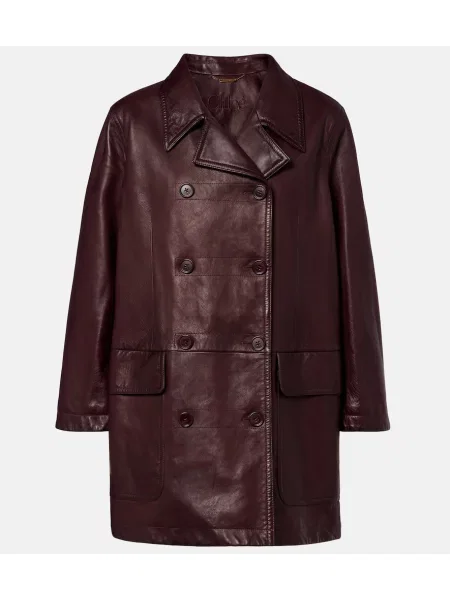 Palton Chloé din piele bordo