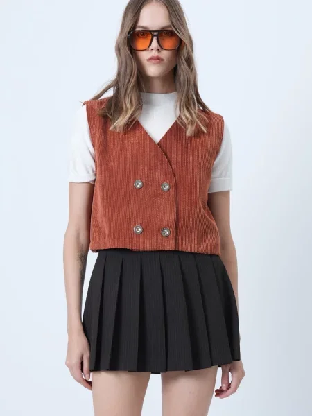 Trend Alaçatı Stili Vestă ruginiu maro