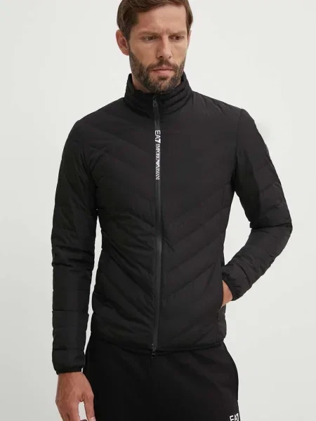 Пухено яке Emporio Armani преходен модел черно