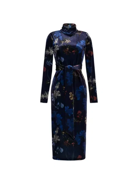 Rochie midi Cara Cara cu model floral cu imagine albastru