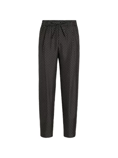 Pantaloni Dolce & Gabbana de mătase cu buline cu imagine negru