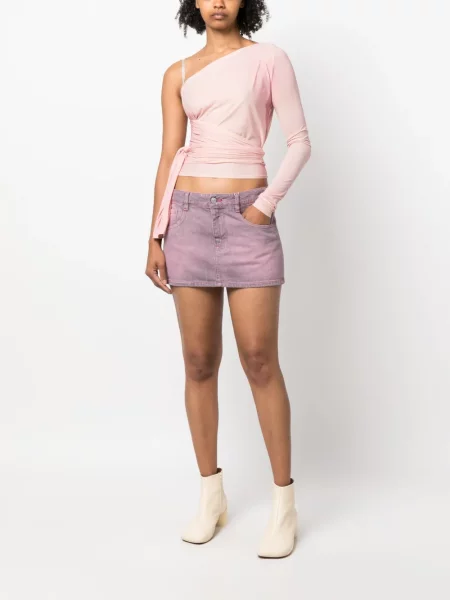 Asymetrický zkrácený top Mm6 Maison Margiela růžový