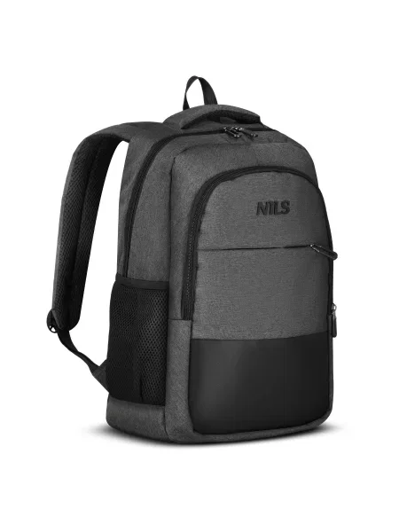 Plecak miejski na laptop NILS 18 l z portami USB i USB-C szary