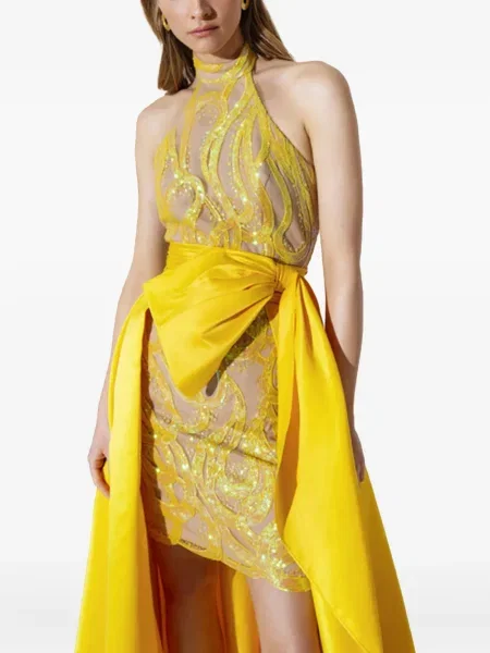 Rochie mini Allure cu paiete de costum galben