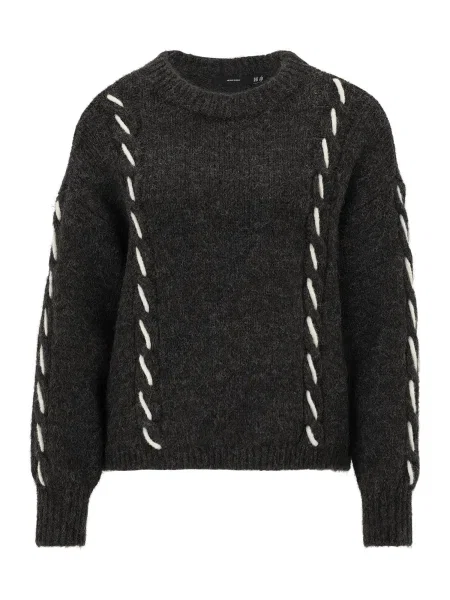 Vero Moda Petite Pulover VMILINA gri închis alb