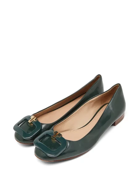 Balerini Tory Burch din piele de lac cu cataramă verde
