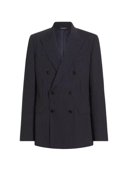 Geacă Dolce & Gabbana de lână cu două rânduri de nasturi albastru