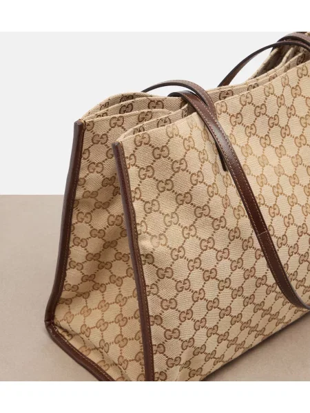 Geantă shopper Gucci din canvas bej