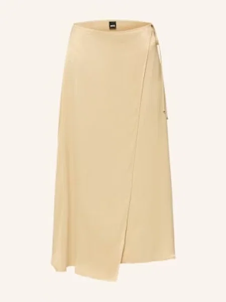 Boss Spódnica Kopertowa Vamarni Z Satyny beige beżowa
