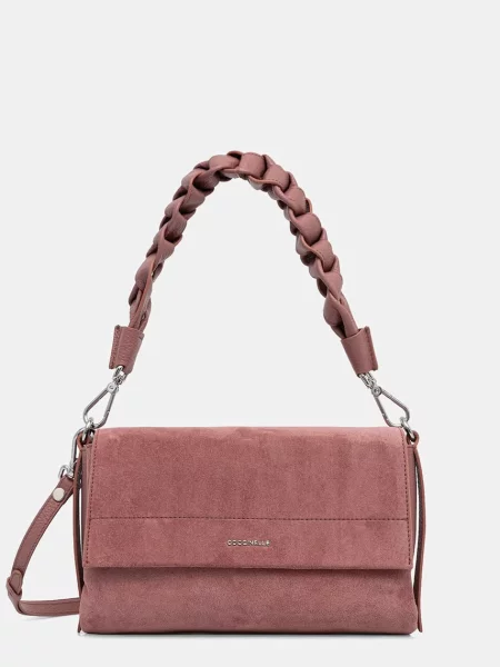 Coccinelle geantă crossbody pentru femei din piele întoarsă roz