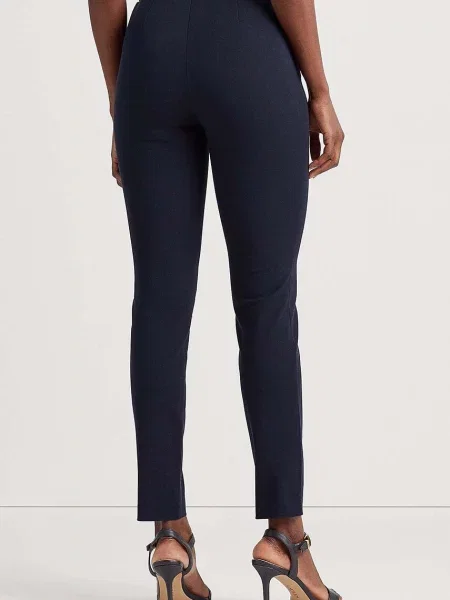 Kalhoty Lauren Ralph Lauren tmavomodrá jednoduché medium waist