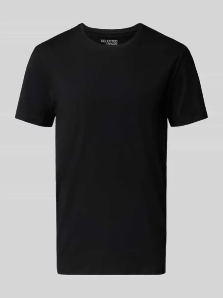 T-shirt o kroju regular fit z mieszanki bawełny Selected Homme czarna