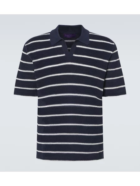 Tricou polo Ralph Lauren Purple Label cu dungi albastru