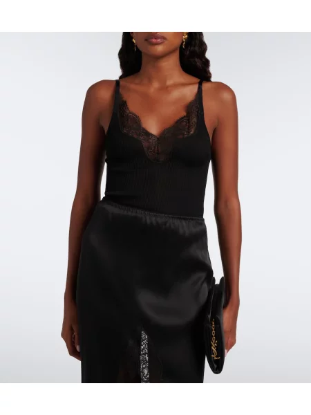 Body Saint Laurent de mătase negru