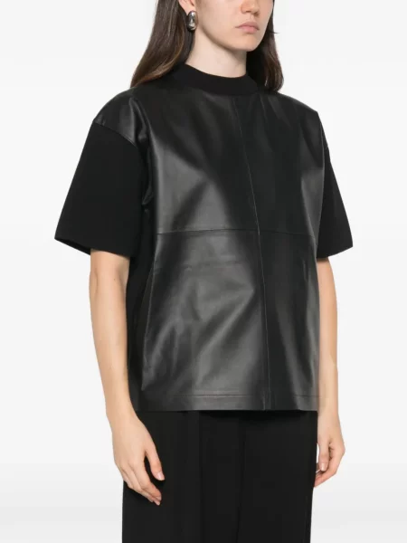 Scurt tricou Max Mara din piele negru