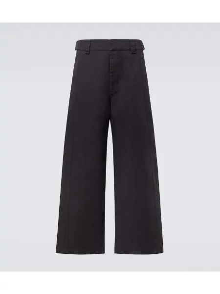 Pantaloni Lemaire cu talie înaltă din țesătură twill gri