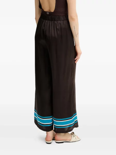 Pantaloni Luisa Spagnoli din satin cu dungi maro