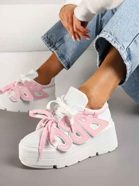 Sneakers Nelenith cu roz alb