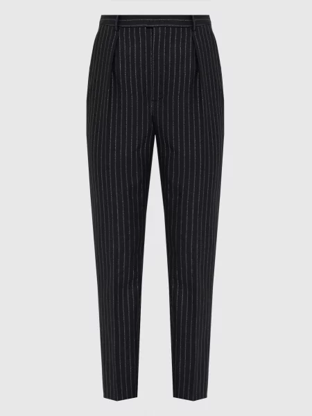 Шерстяные брюки Saint Laurent черные